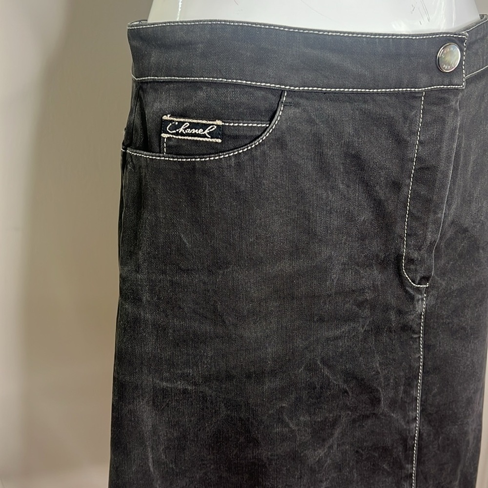 Chanel Sz 42 / US 12 Charcoal Black 100% Cotton Denim Skirt - Picture 13 of 13